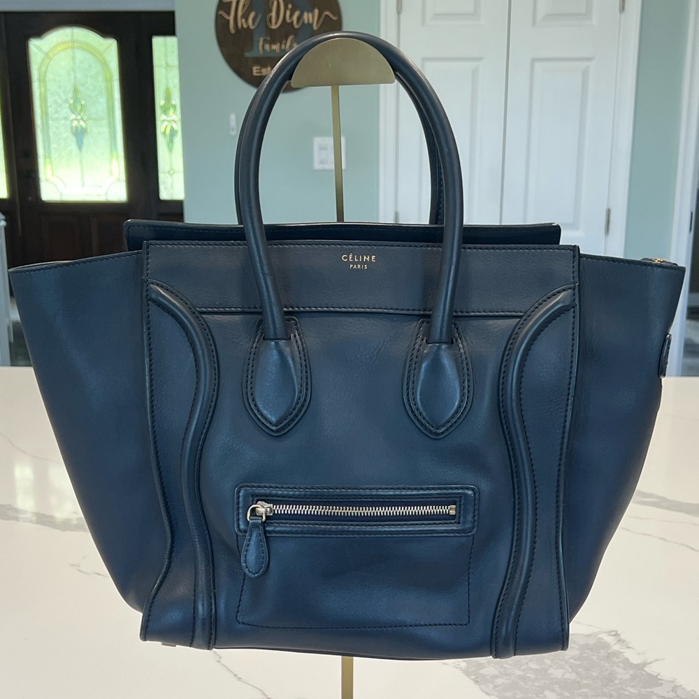 Céline Mini Luggage Tote 💙 Rare Navy Blue Smooth Calfskin | Phoebe Philo Era✨